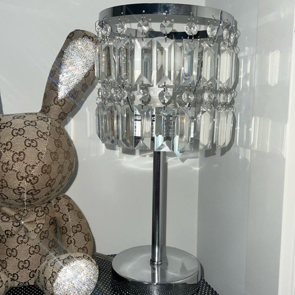 Crystal lamp glam plug in diamond jewel crystals rhinestones chandelier style